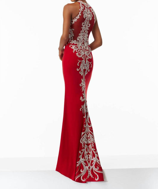 Paparazzi By Mori Lee - Beaded Embroided Fitted Jersey Prom Dress