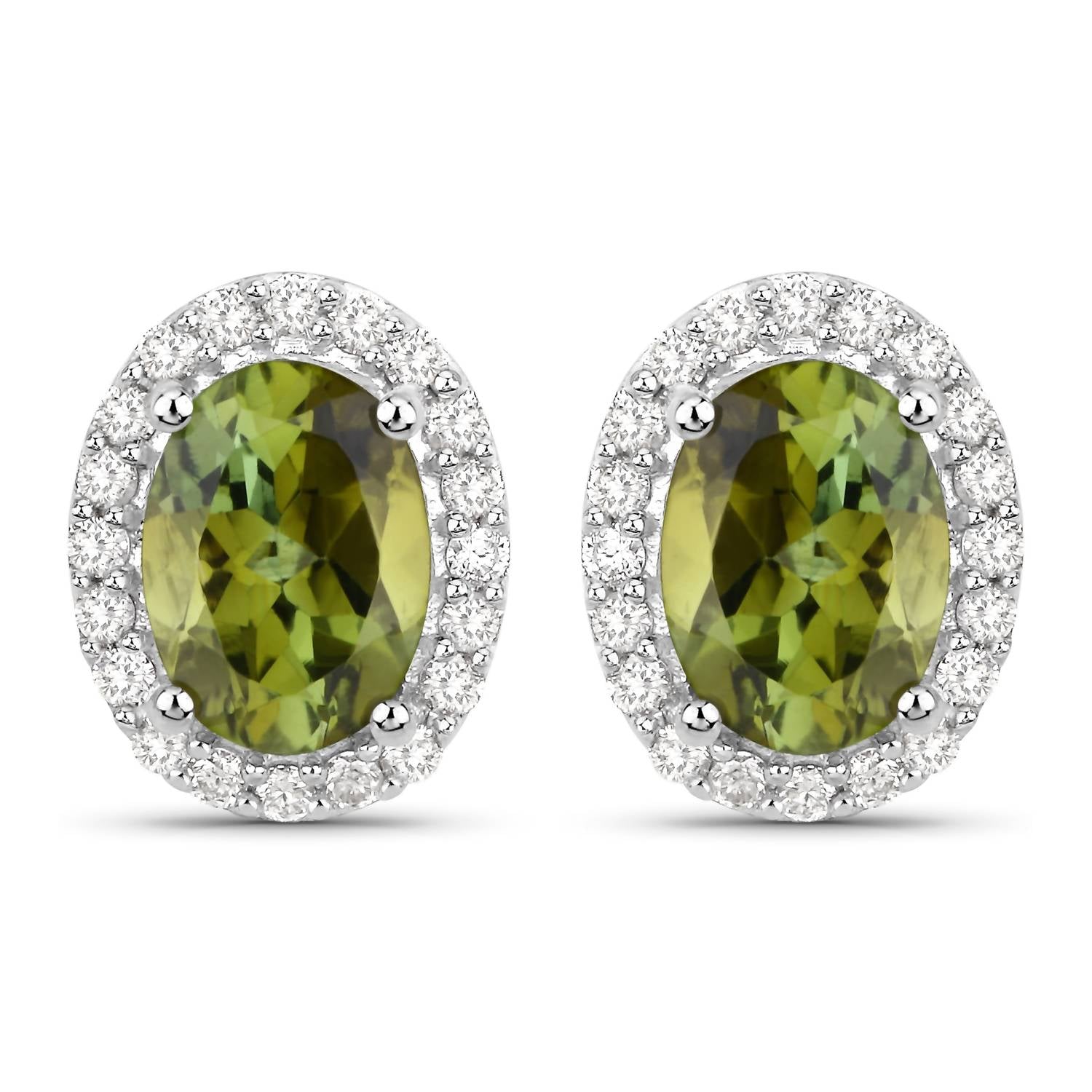Diana M Jewels Women's Oval Natural Tourmaline Stud Earrings (1.92 Ct) - Classic in 14k white gold - women's jewelry