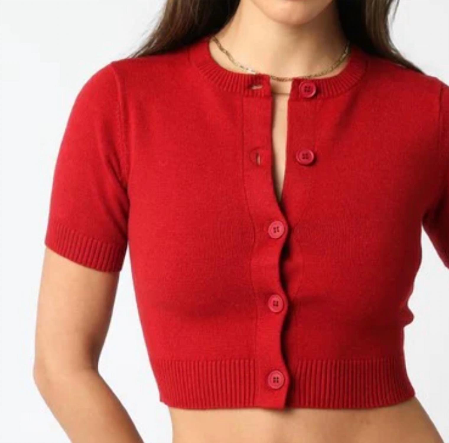 Olivaceous - Bella Short Sleeve Knit Cardigan
