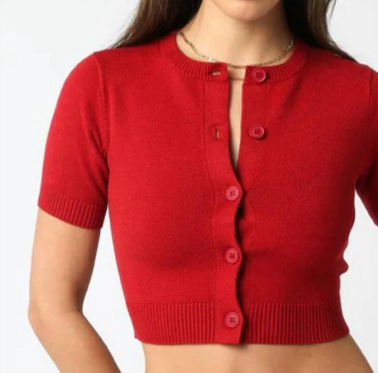 Olivaceous - Bella Short Sleeve Knit Cardigan