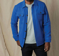 The Normal Brand Brightside Flannel Lined Workwear Jacket in cobalt - men's shirt