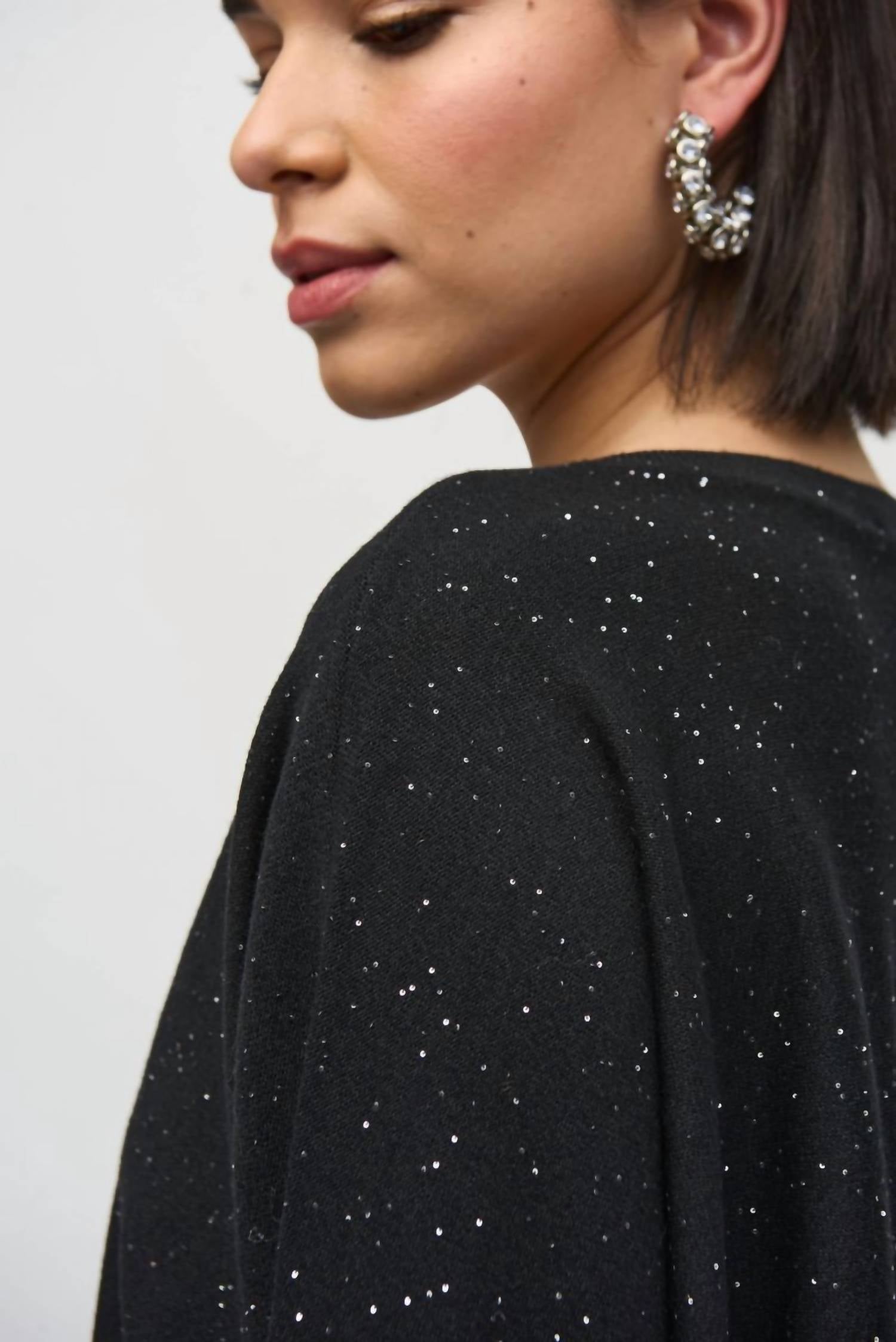 Joseph Ribkoff - Women's Sequined Long Sleeve Boxy Top