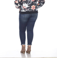 White Mark - Floral Bomber Jacket - Plus Size