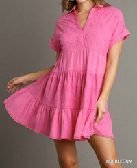 Umgee - Embroidered Flower Ruffle Dress
