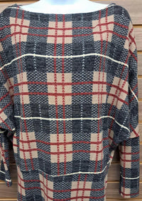 First Love - Women's Loose Fit Plaid Long Sleeve Top