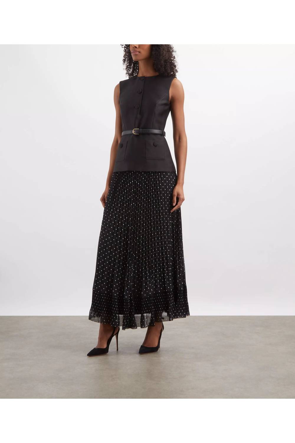 Self-Portrait - Taffeta Polka Dot Midi Dress