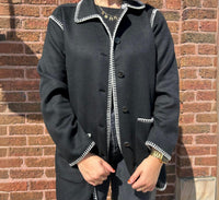 Elliott Lauren Whipstitch Wool Blend Coat in black and white - women's jacket - alternate view