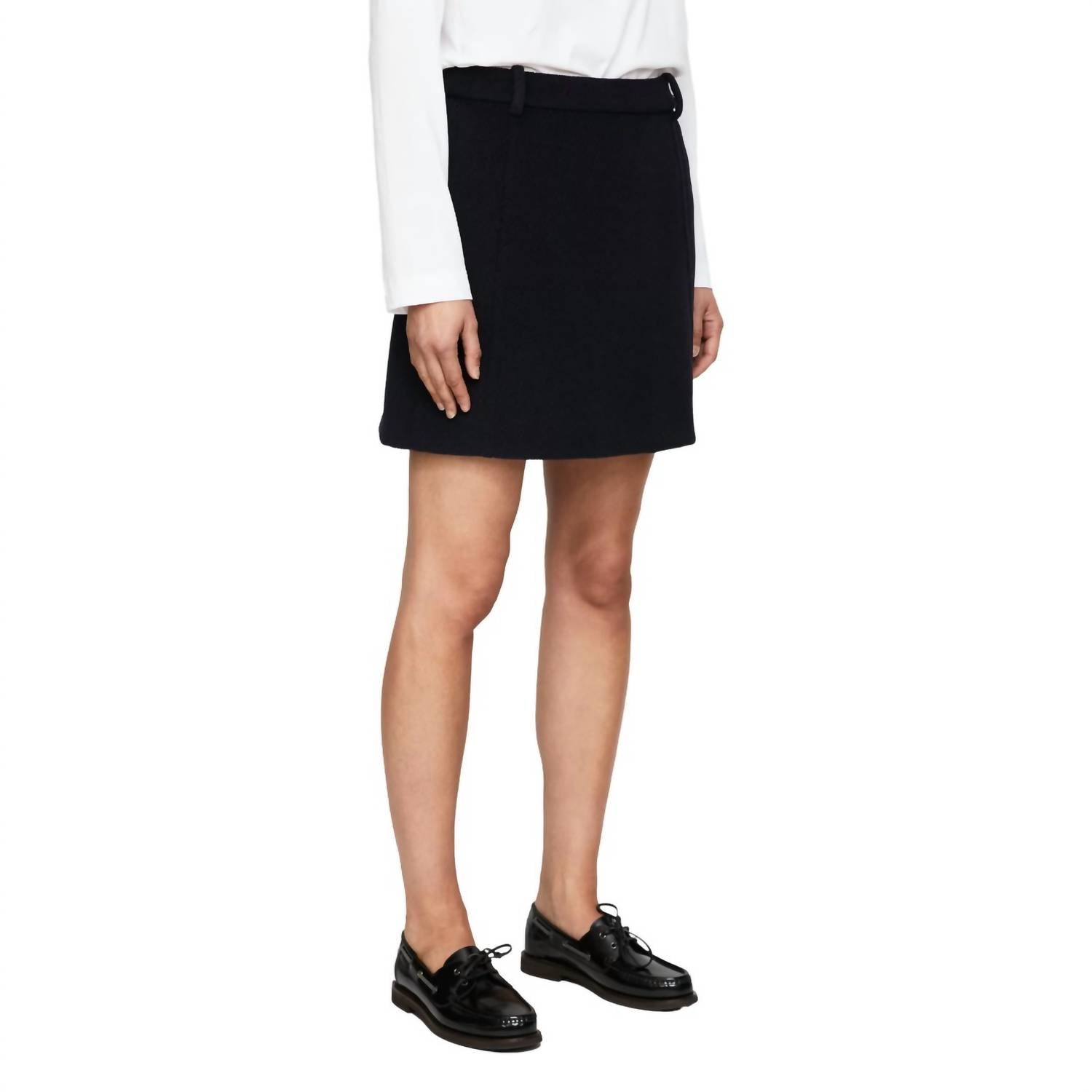 Jil Sander Yorkshire Wool Chevron Skirt in midnight - women's skirt - detail view