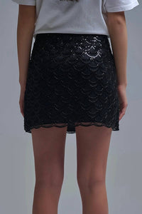 Q2 - Scalloped Sequin Mini Skirt