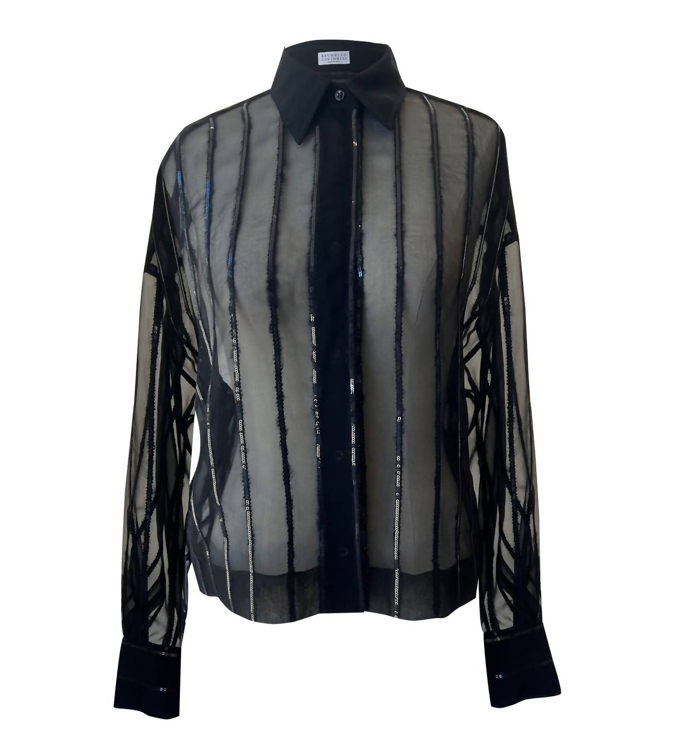 Brunello Cucinelli - Crispy Silk Shirt With Dazzling Alpaca Stripes