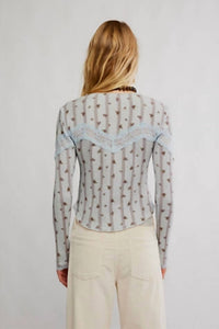 Free People Let's Party Cardi Top in pearl blue - women's cardigan - alternate view