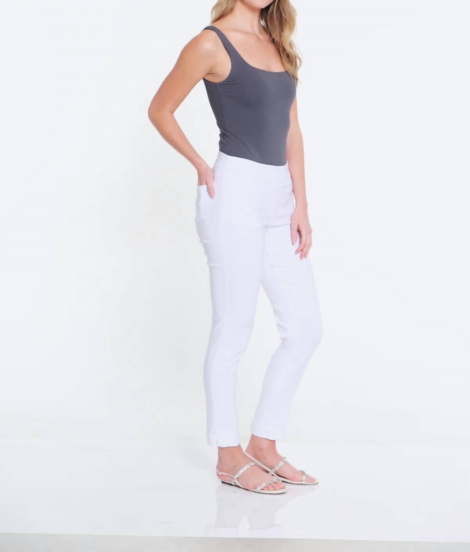 Multiples - Pull-on Ankle Pants With Front And Back Pockets