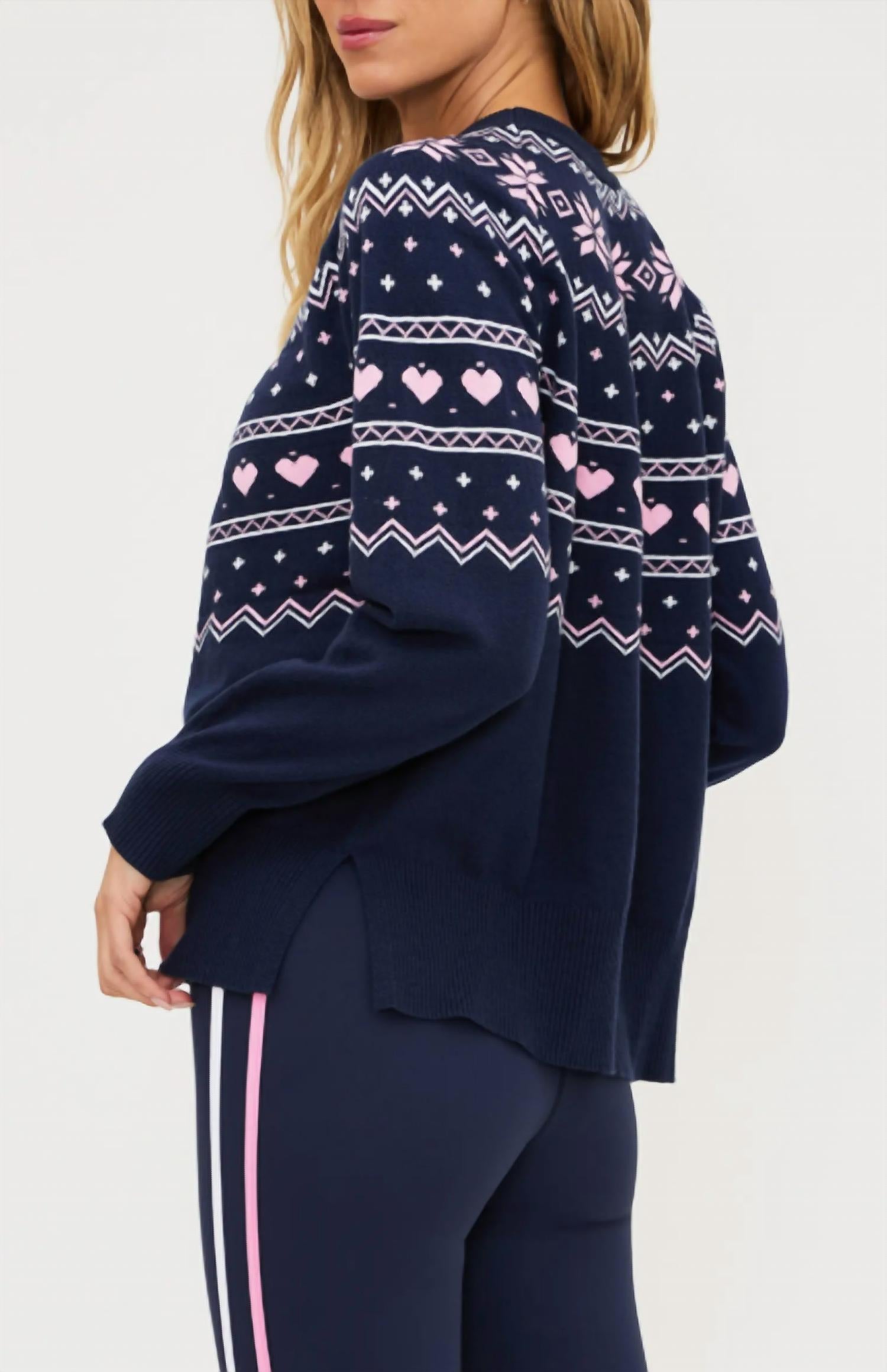 Beach Riot Elizabeth Sweater in snowy peak fairisle - women's sweater - alternate view