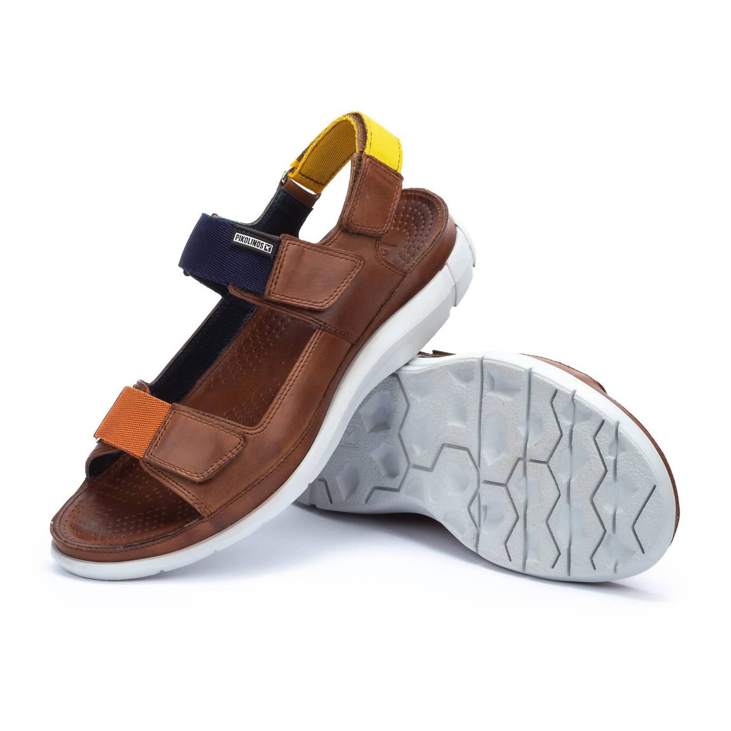 PIKOLINOS Men's Oropesa Leather Sandals in cuero - men's sandal - detail view