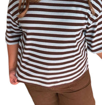 Entro - Vanilla Kisses Striped Ribbed Short Sleeve Top
