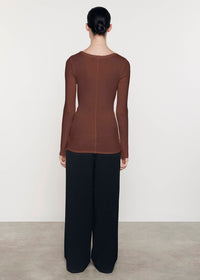 Enza Costa - SILK KNIT LONG SLEEVE CREW TEE