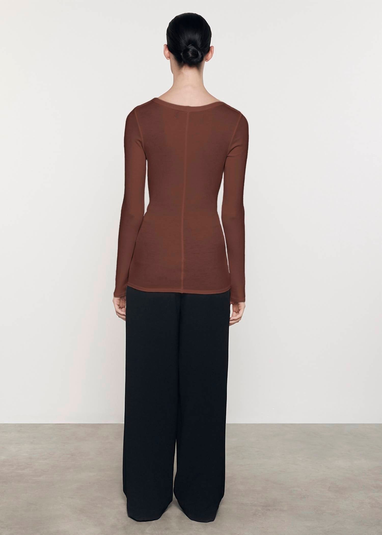 Enza Costa - SILK KNIT LONG SLEEVE CREW TEE