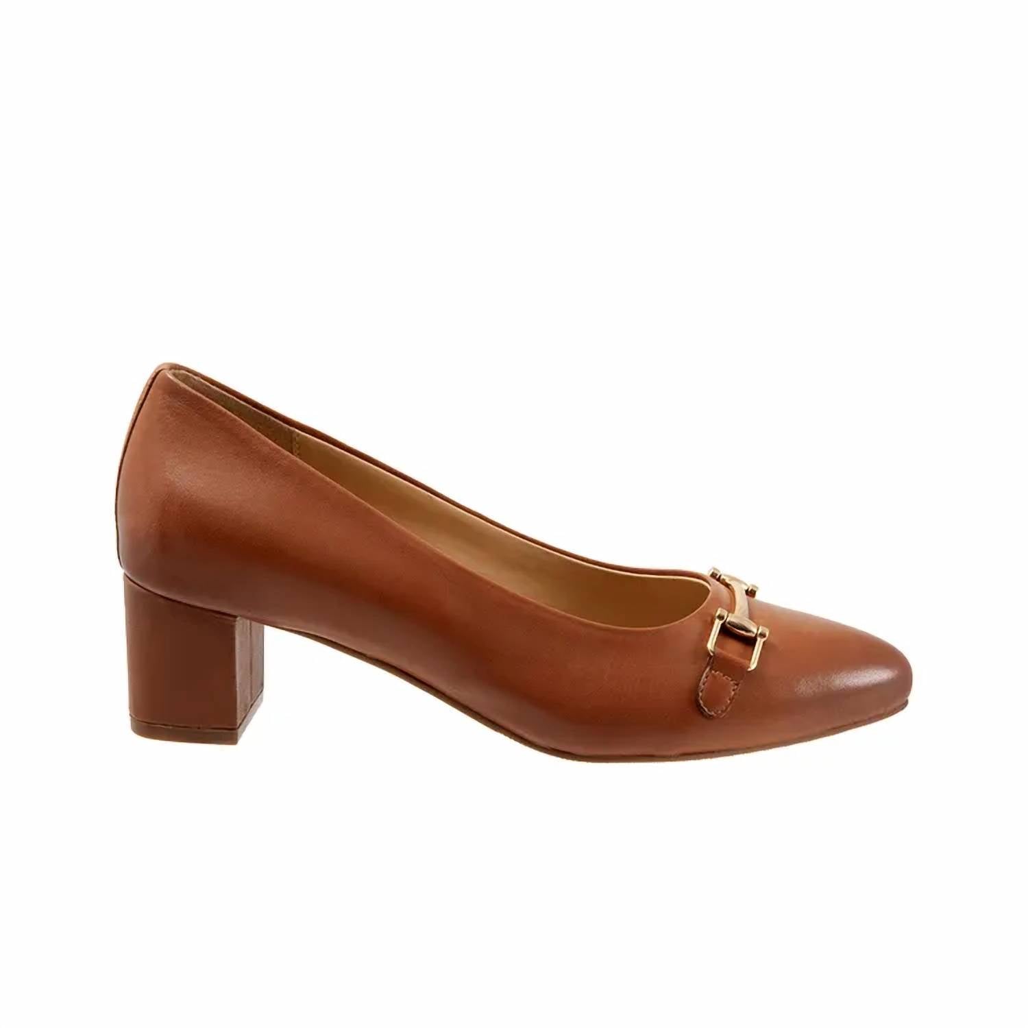 Trotters Women's Kenzie Modern Block Heel in luggage - women's heels - detail view