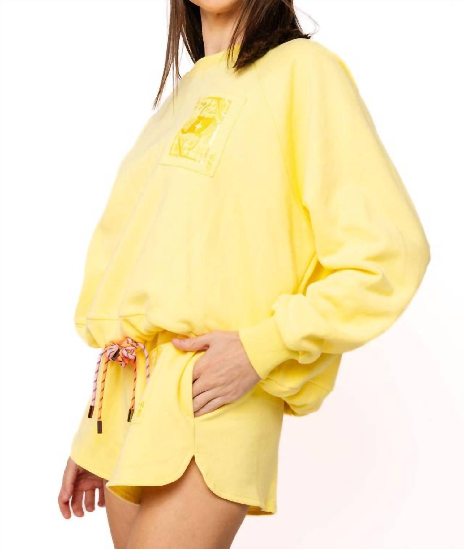 QUEEN OF SPARKLES Logo Tie Shorts in yellow - women's shorts - alternate view