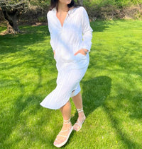 NIBI MTK Nico Midi Shirt Dress in white dobby - women's dress - view 6