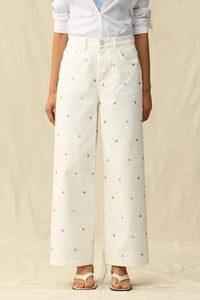 Bayeas - Wide Leg Jeans With Multicolor Embroidery