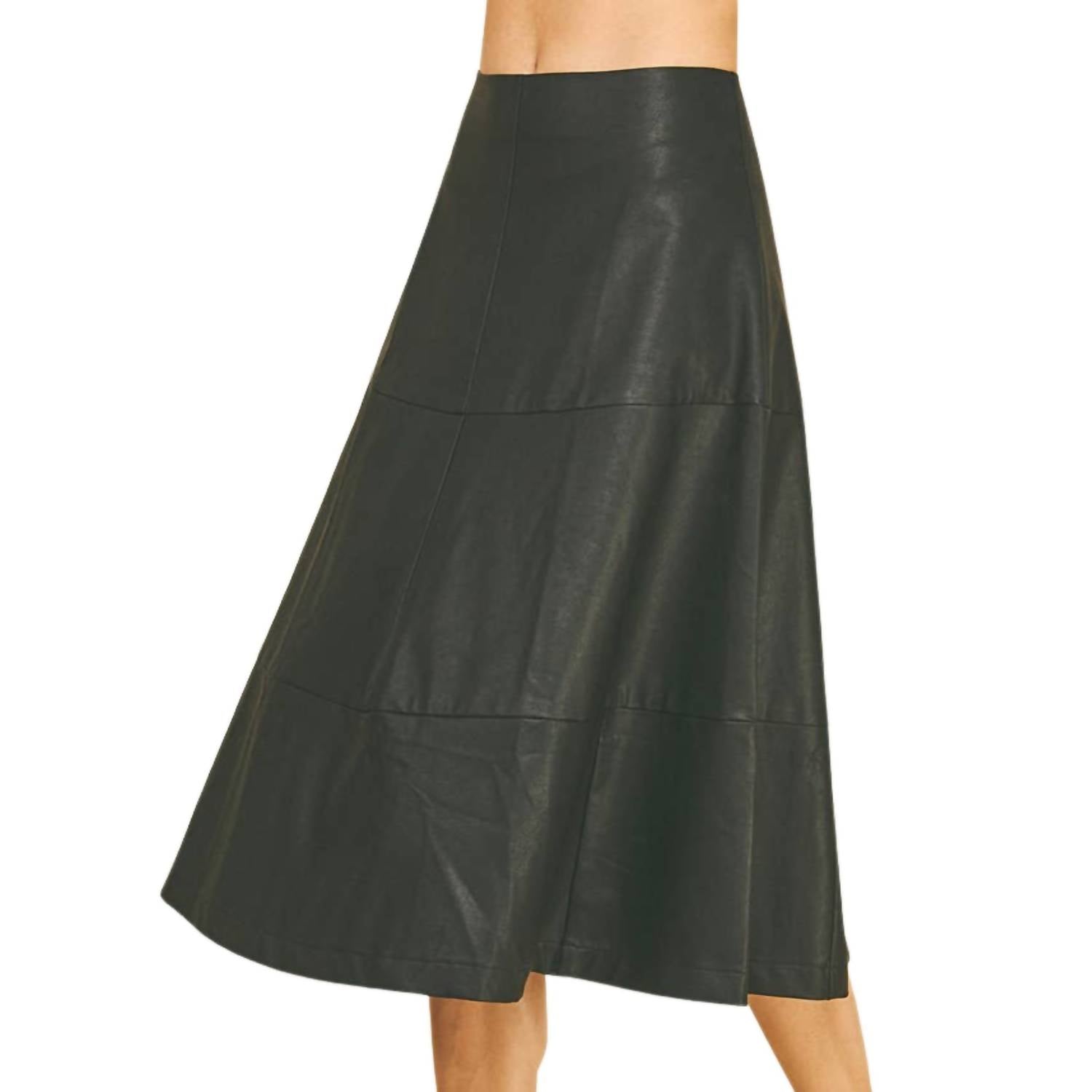 PINCH Tiered Leather A-line Skirt in black - women's skirt - detail view