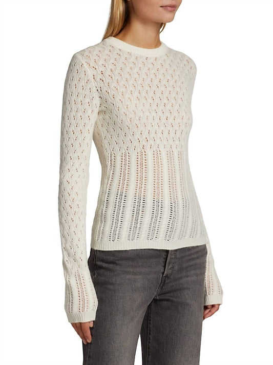 Naadam - WOOL CASHMERE MIXED POINTELLE FITTED CREW SWEATER