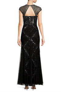 Adrianna Papell - Beaded Cap Sleeve Gown