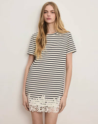 Veronica Beard - Rhue Striped Lace-hem Mini Dress