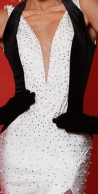 Johnathan Kayne Catch The Light Flared Skirt Gown in black white - women's dress - detail view
