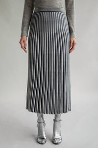 SSKEIN Adeline Midi Skirt in grey ivory - women's skirt