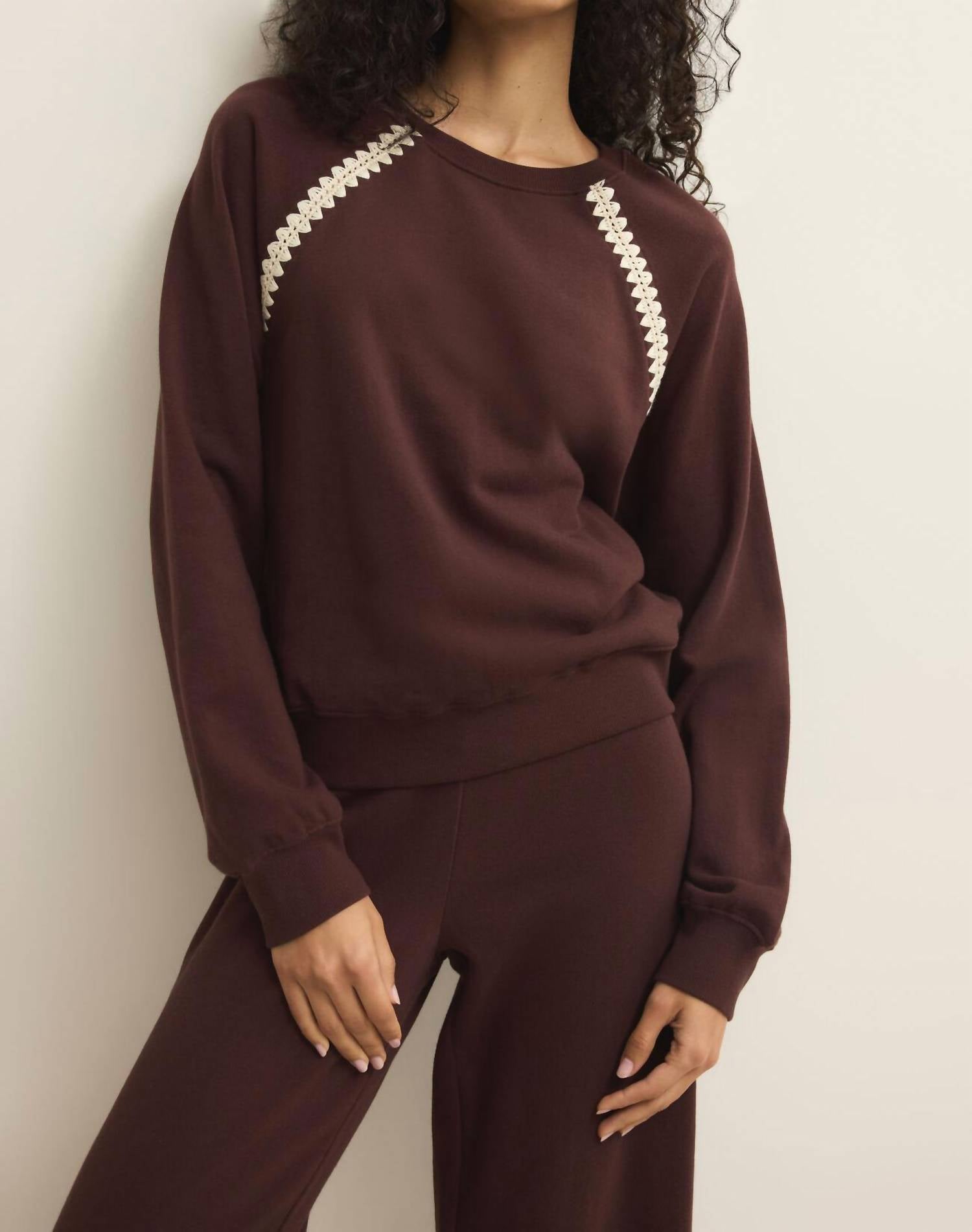 Z Supply All Around Sweatshirt in chocolate cherry 1 - women's top