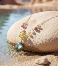 Anne Vaughan Women's Beaded Gemstone Pendant Necklace in multi - women's jewelry