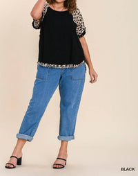 Posh - High Low Hem Short Sleeve Animal Print Top - Plus