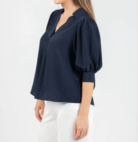 cinq a sept Weldon Top in navy - women's blouse - alternate view