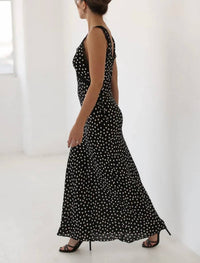 Rumored - Dolly Ditsy Dot Lace Trim Midi Dress