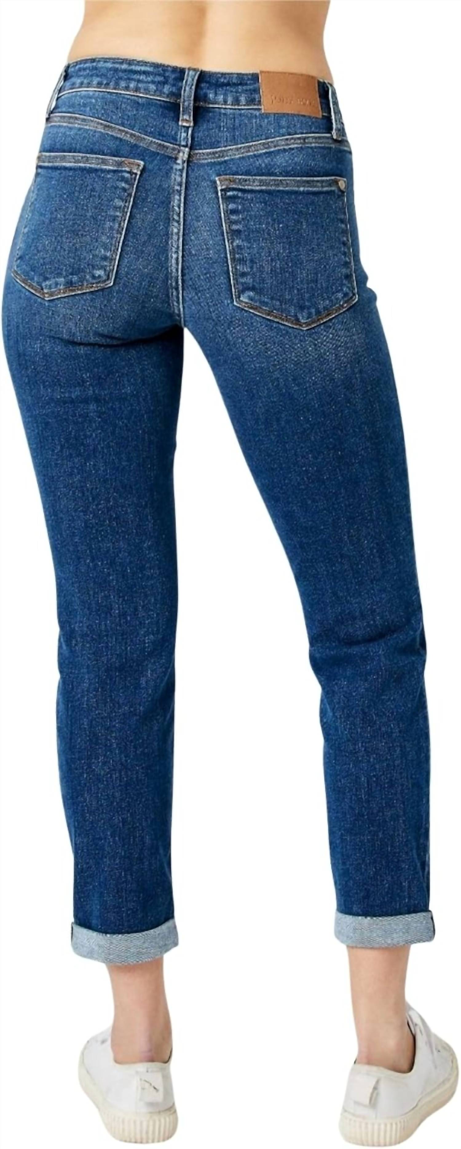Judy Blue - Mid-rise Destroyed Knees Slim Jeans