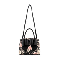 Like Dreams Women's Rosalie Bow Top Handle Satchel Bag in black floral print - women's bag - view 5