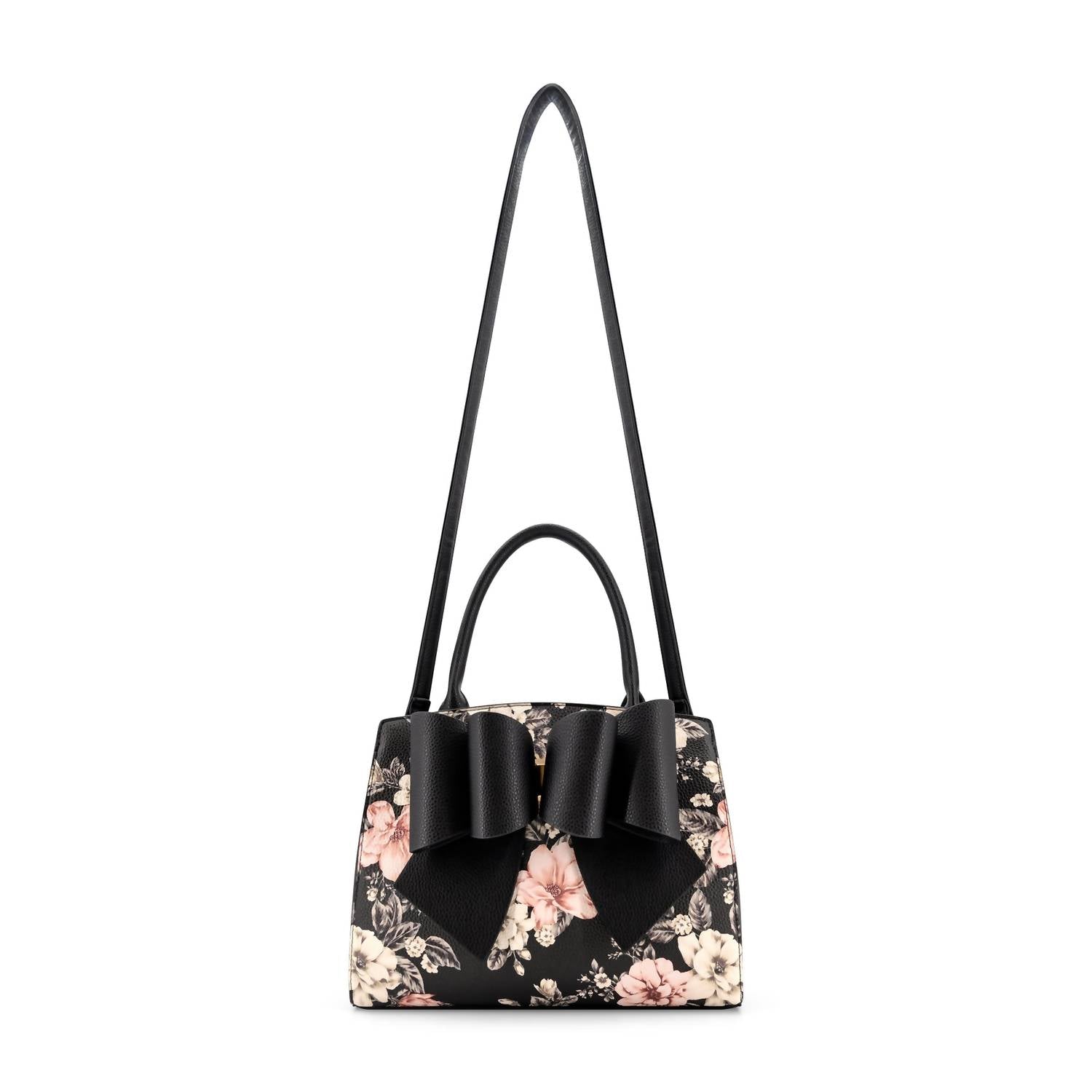 Like Dreams Women's Rosalie Bow Top Handle Satchel Bag in black floral print - women's bag - view 5