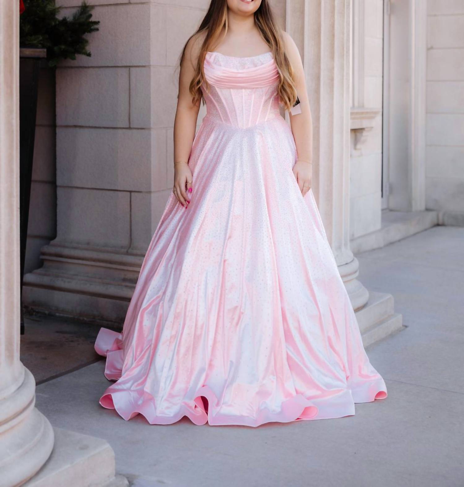 Sherri Hill - Strapless Hot Fix Prom Dress With Corset Bodice