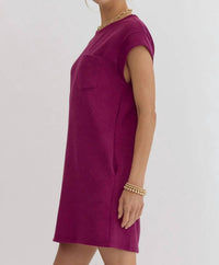 Entro - Textured Round Neck Sleeveless Mini Dress