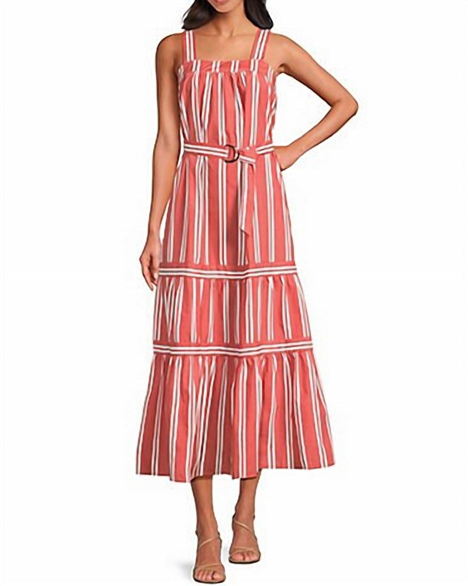 ELAN Megan Maxi Dress in coral stripe - women's dress