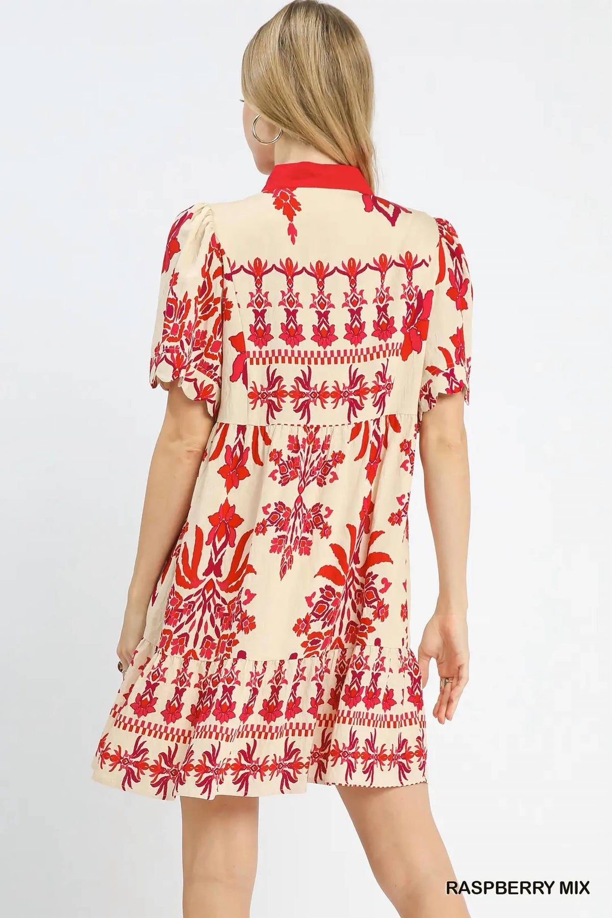 Umgee - Women's Tropical Damask Border Print Mini Dress
