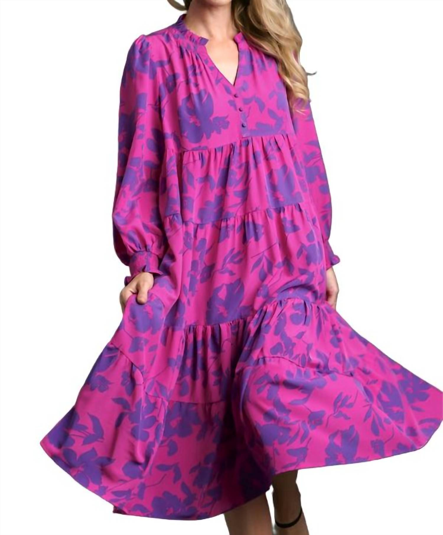 Umgee - Floral Print Midi Dress