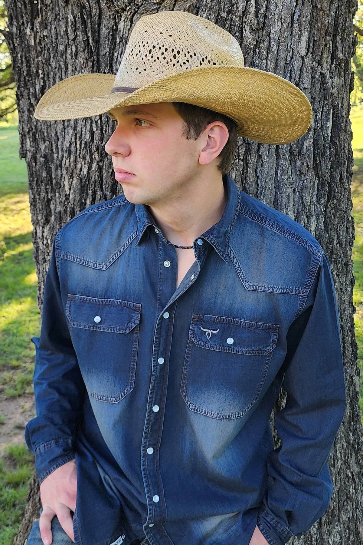Drover Cowboy Threads - Tumbleweed Denim Pearl Snap Western Shirt