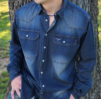 Drover Cowboy Threads - Tumbleweed Denim Pearl Snap Western Shirt