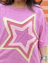 Easel Star Power Top in multicolor - women's t-shirt - detail view