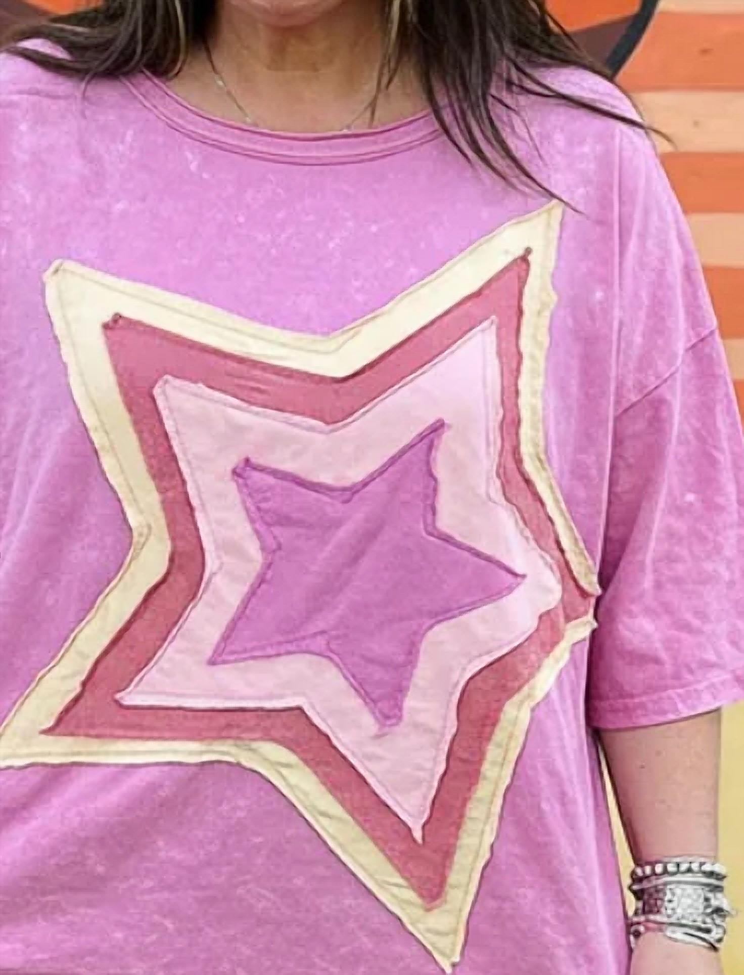 Easel Star Power Top in multicolor - women's t-shirt - detail view