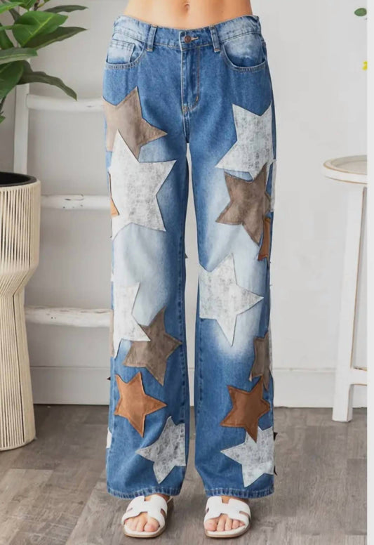 Oli & Hali - Boho Washed Star Patch Jeans