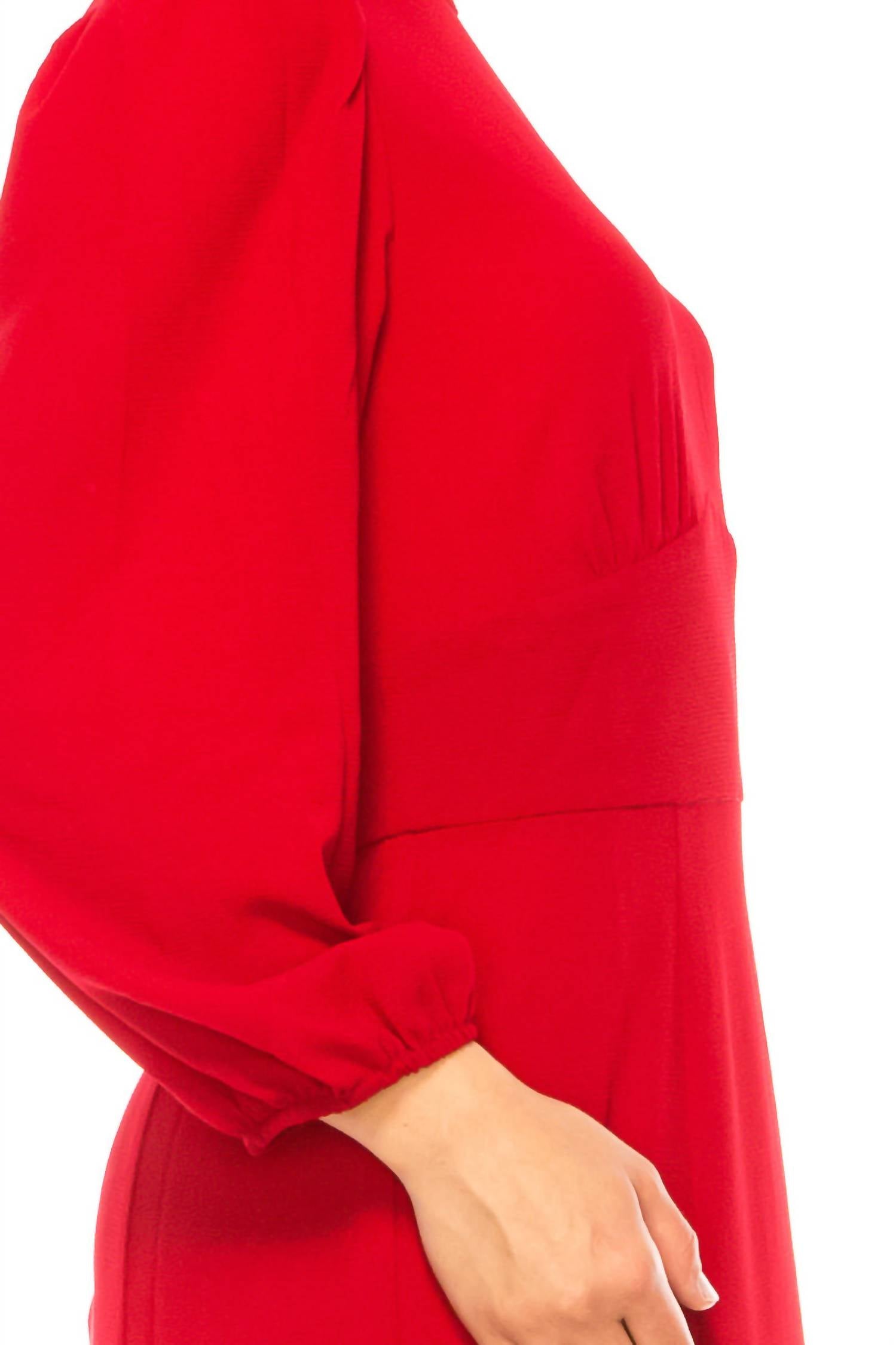 Maggy London - Long Sleeve Mock Neck Midi Dress